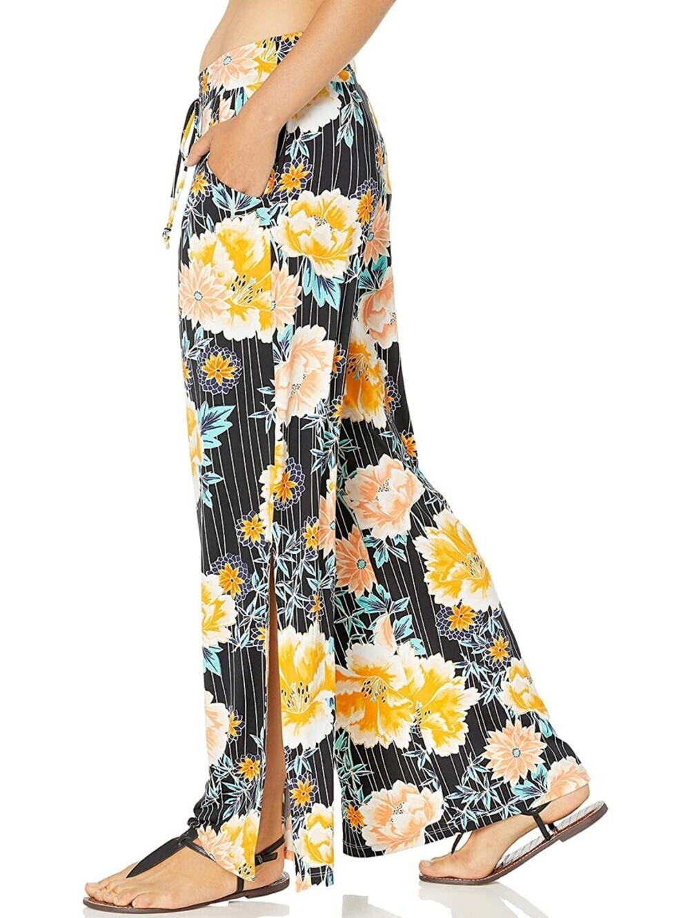 Bar III Womens Floral Stripe Printed Cover-Up Pants Size M - Picture 2 of 4